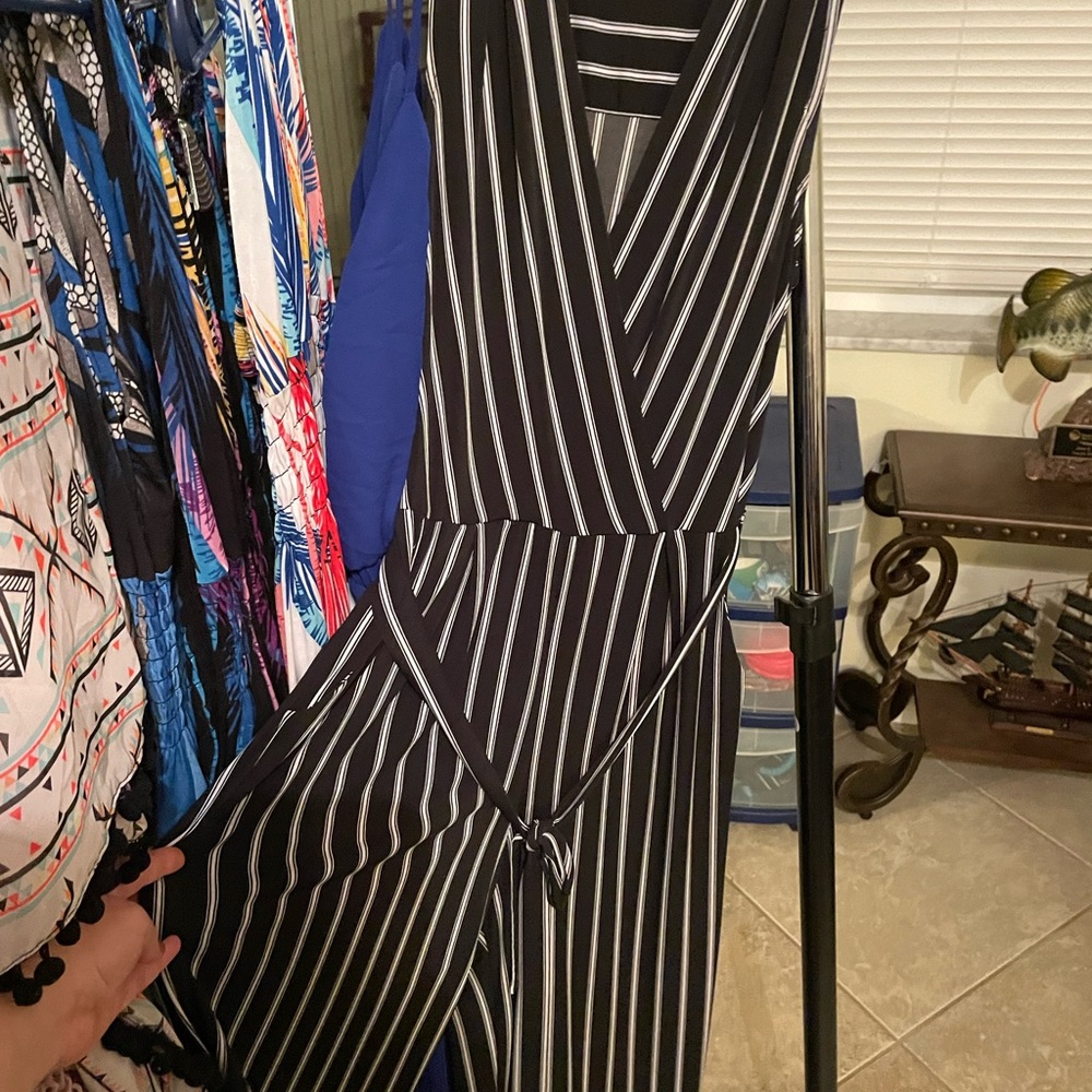 Black & White Striped Jumpsuit